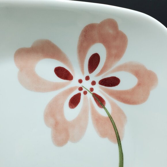 Corelle Pretty Pink Square Luncheon Plates Corning Pink Flowers Lunch Plates - Picture 3 of 6